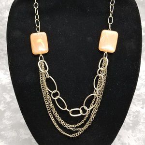 Avon Necklace - Goldtone with 2 Beads - Multi Strand to Single Strand